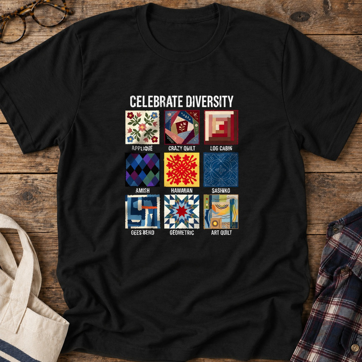 Patchwork Diversity T-Shirt in Black