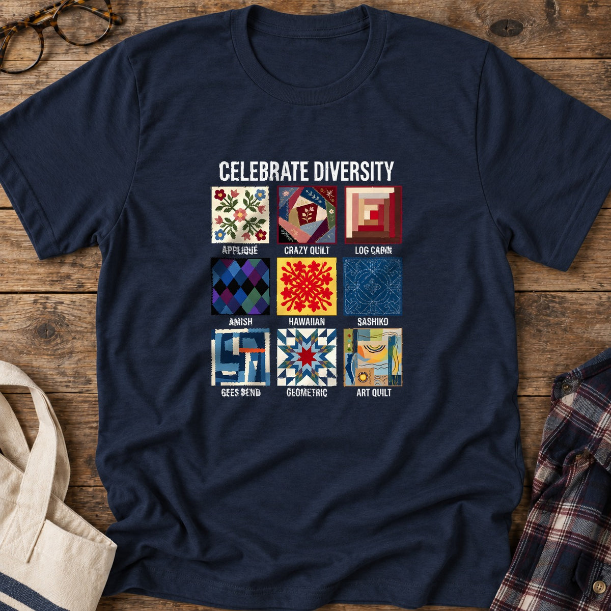 Patchwork Diversity T-Shirt in Navy