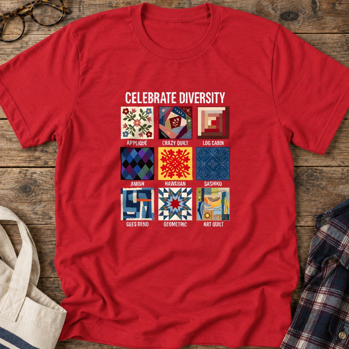 Patchwork Diversity T-Shirt in Red