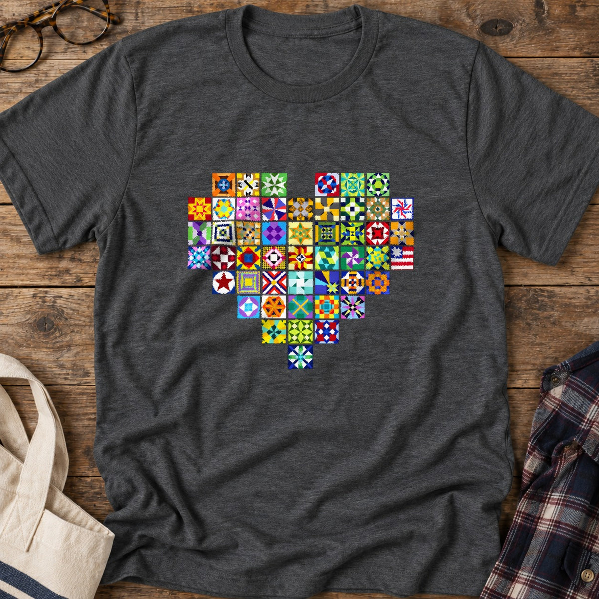 States Of Quilt T-Shirt in Dark Heather