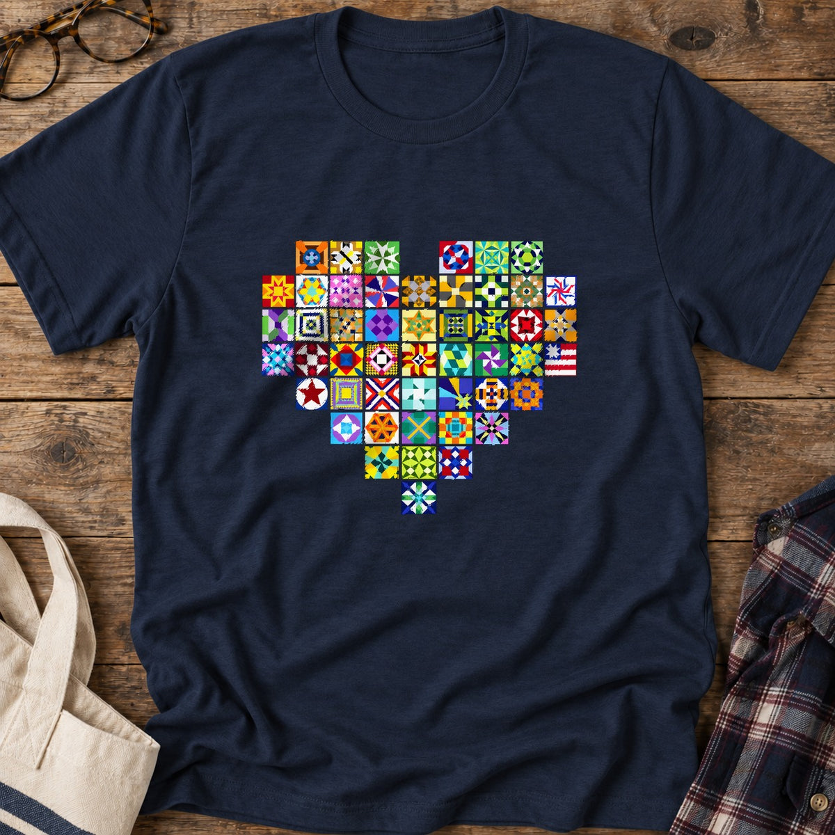 States Of Quilt T-Shirt in Navy