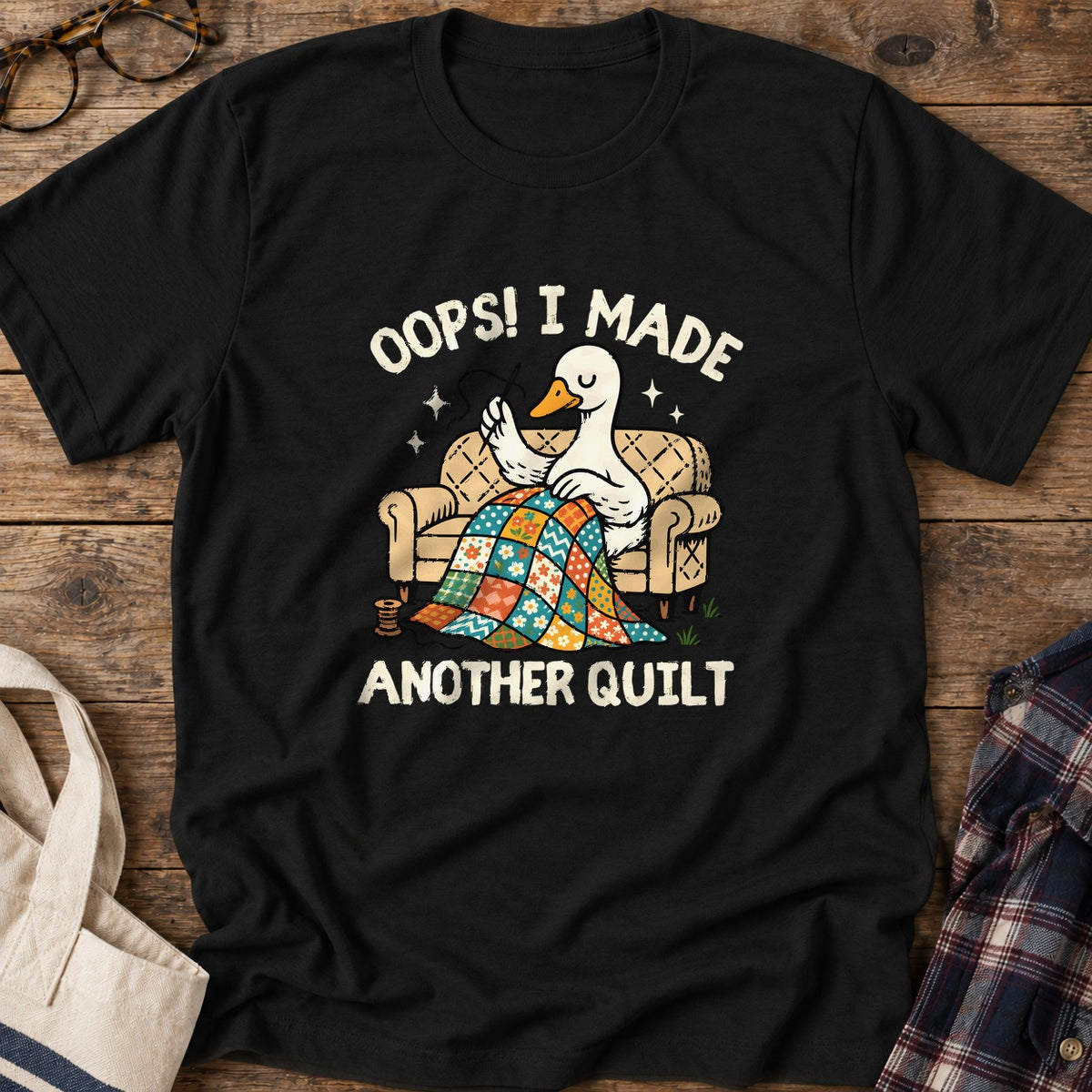 Another Quilt Goose T-Shirt in Black