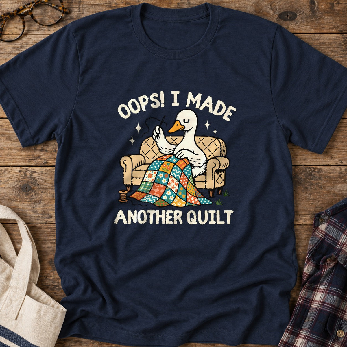 Another Quilt Goose T-Shirt in Navy
