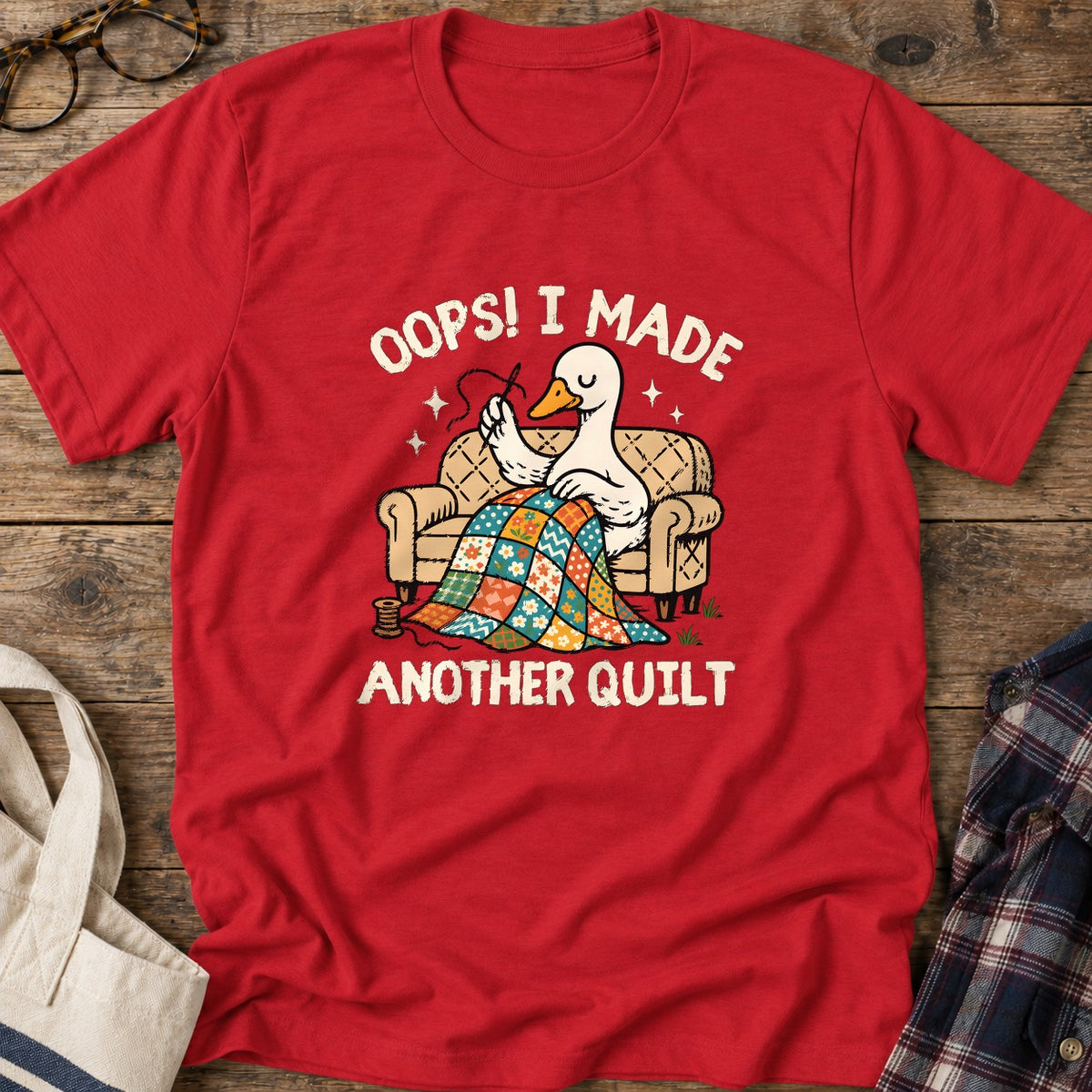 Another Quilt Goose T-Shirt in Red