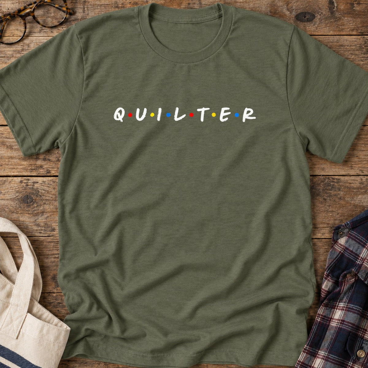 Quilter Friends T-Shirt in Military Green