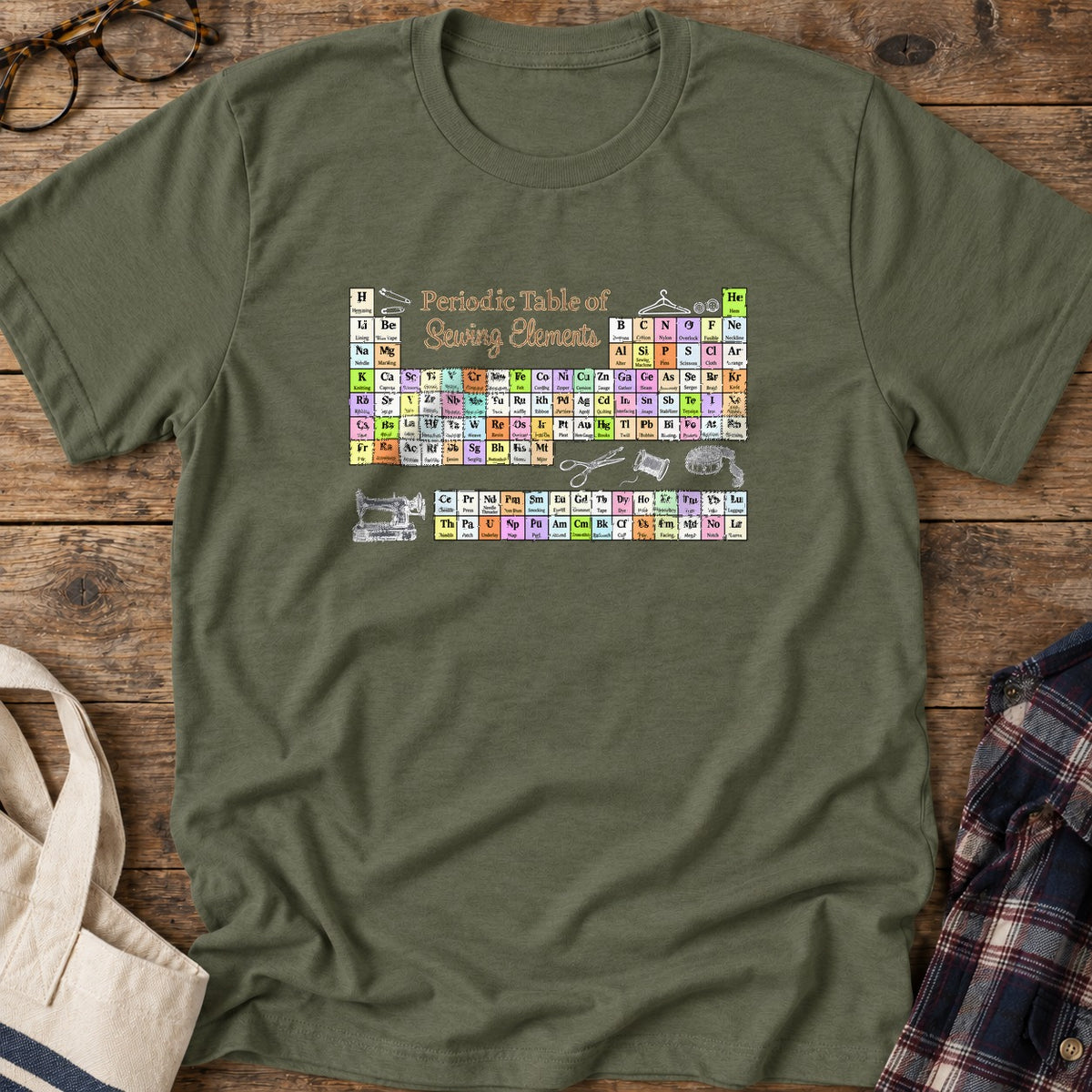Sewing Elements T-Shirt in Military Green