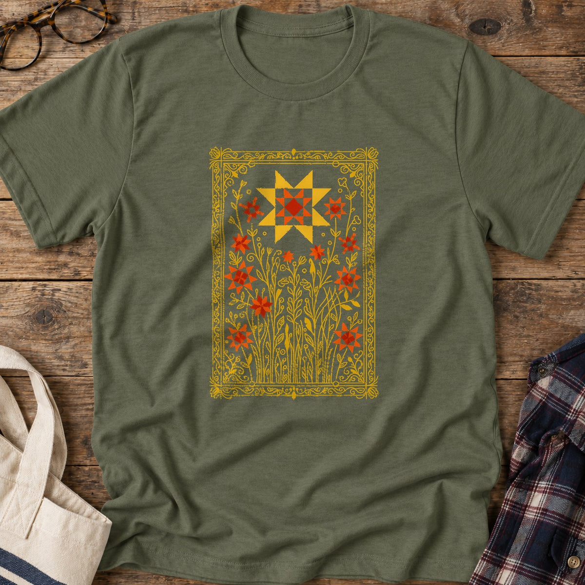 Garden Of Stars T-Shirt in Military Green