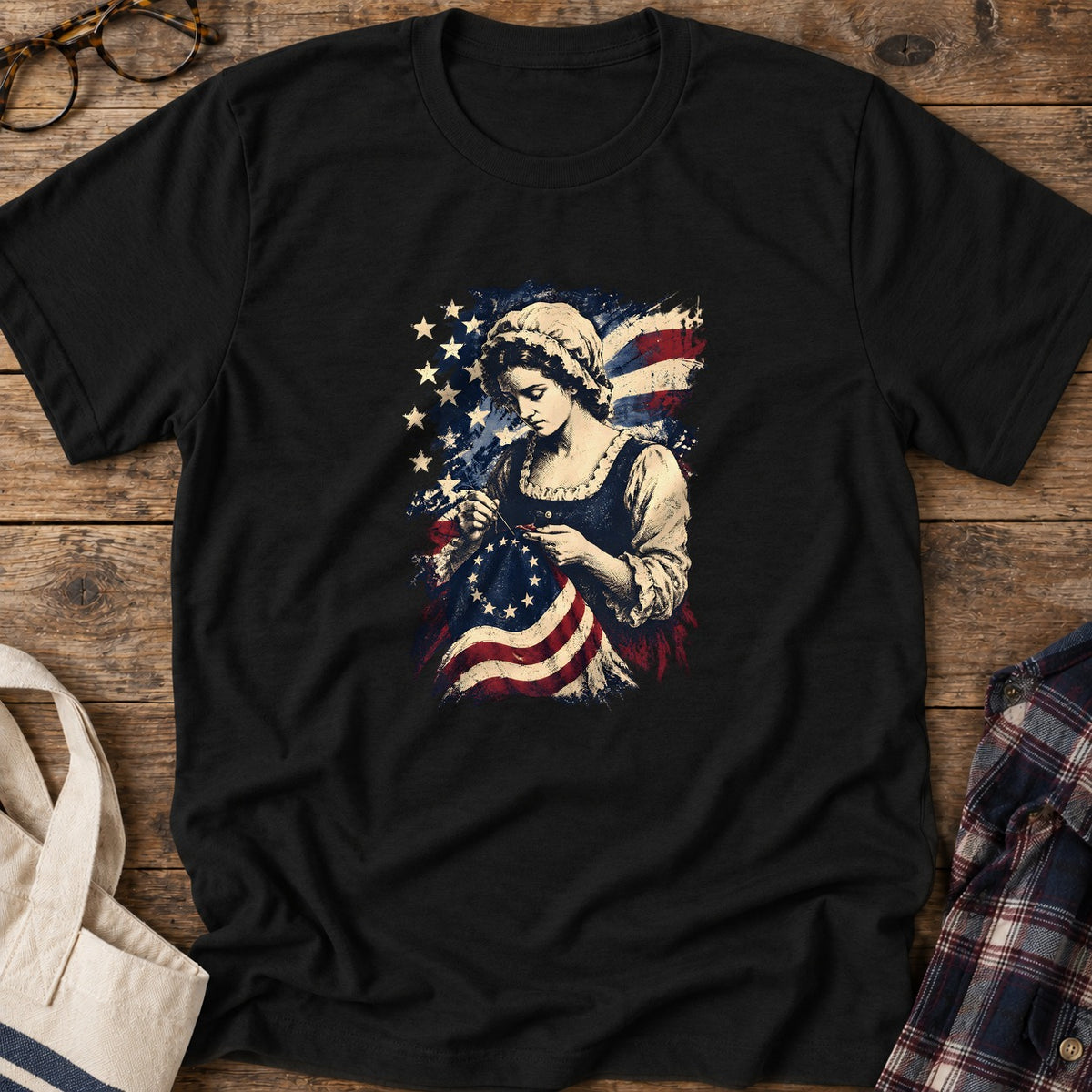 Betsy Ross Flag T-Shirt in Black