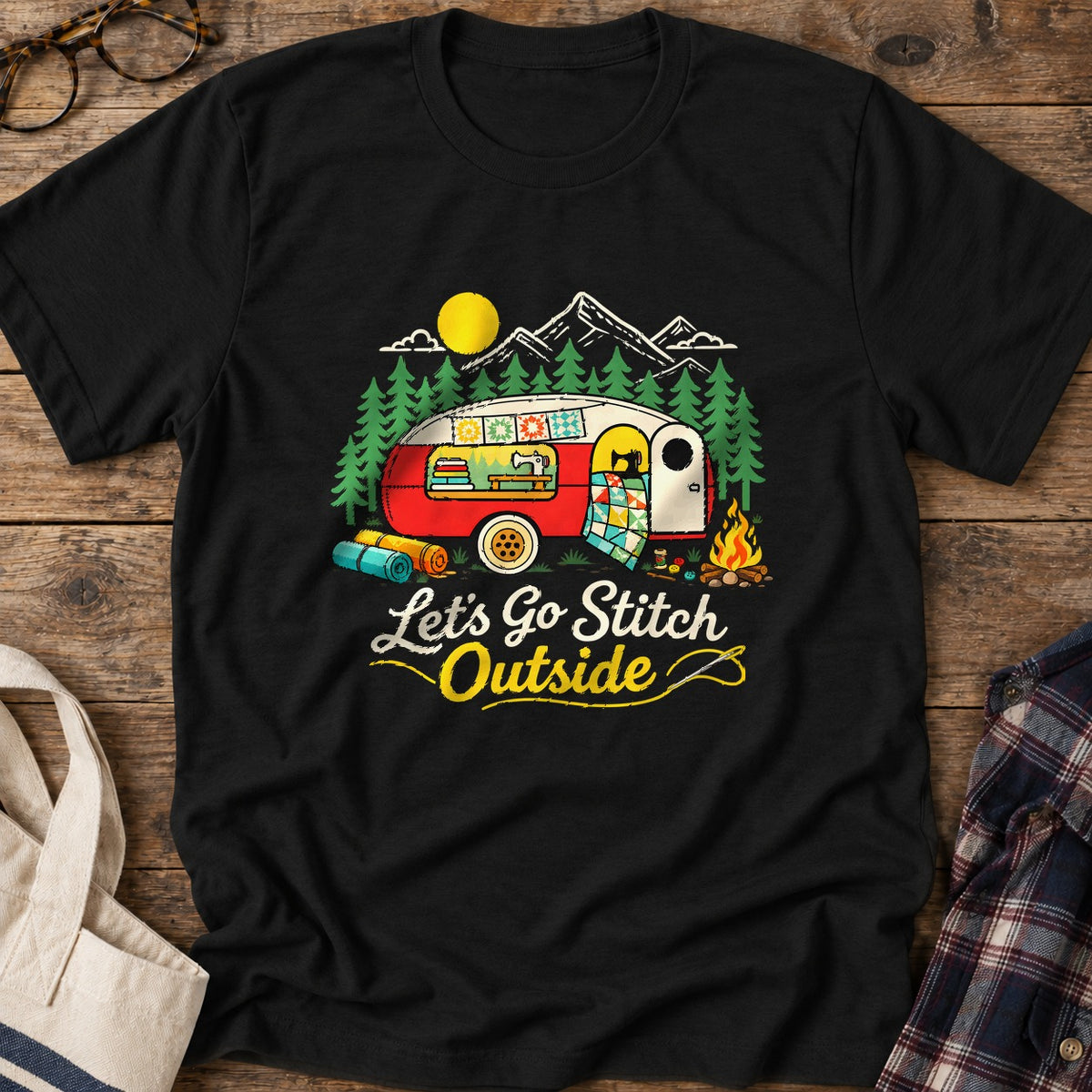 Stitch Outside T-Shirt in Black