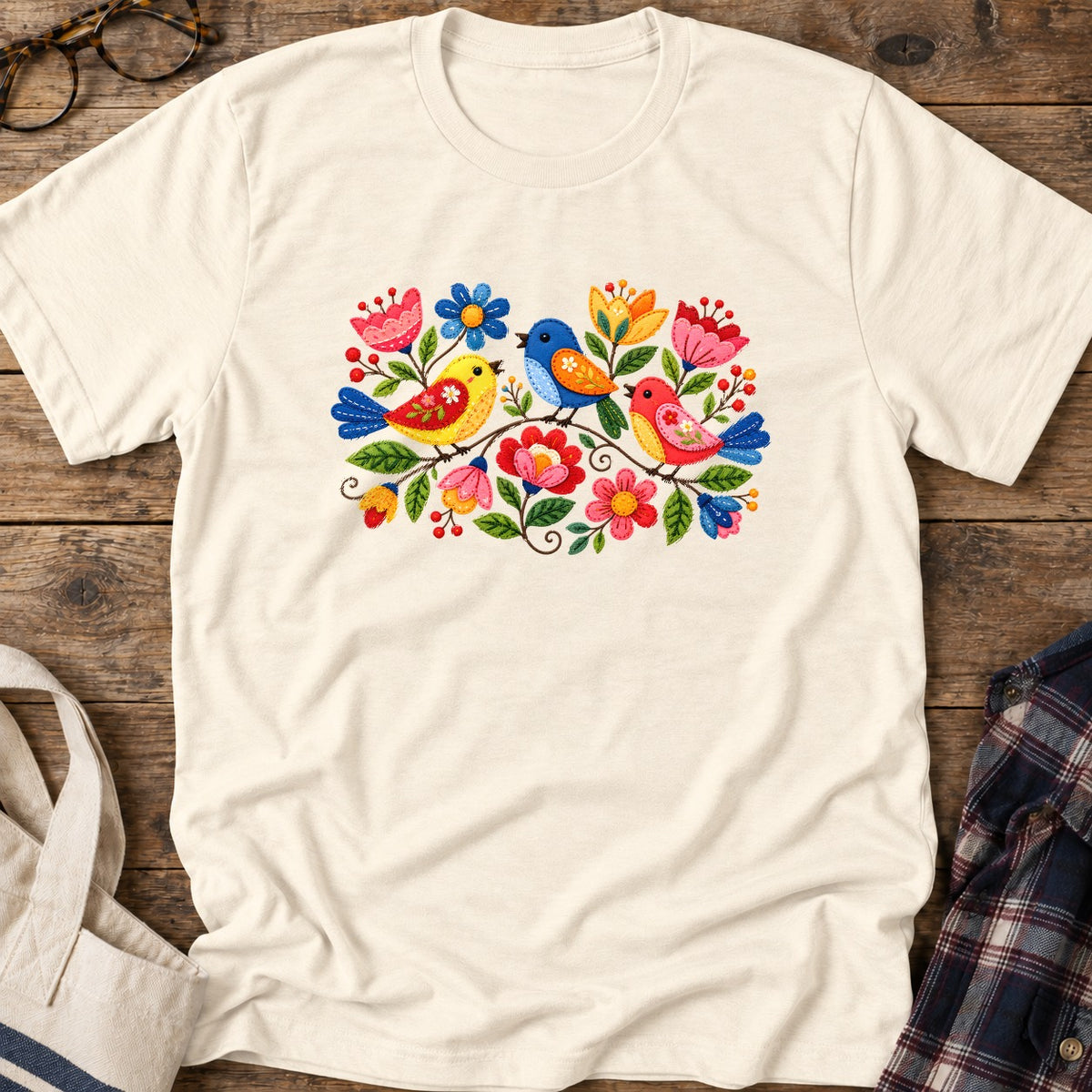 Appliqué Garden T-Shirt in Natural