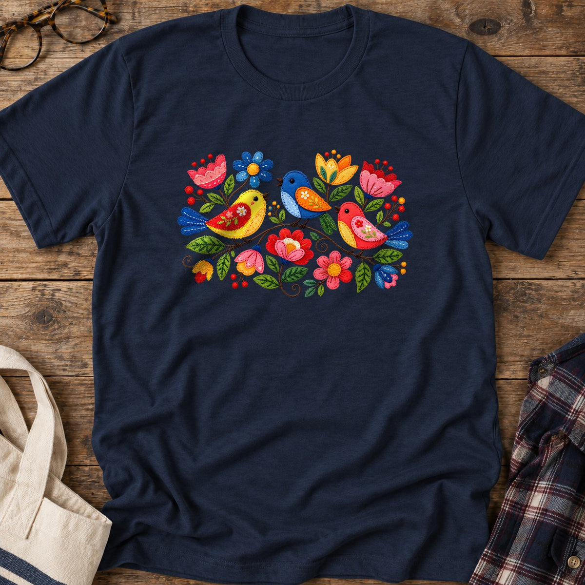 Appliqué Garden T-Shirt in Navy