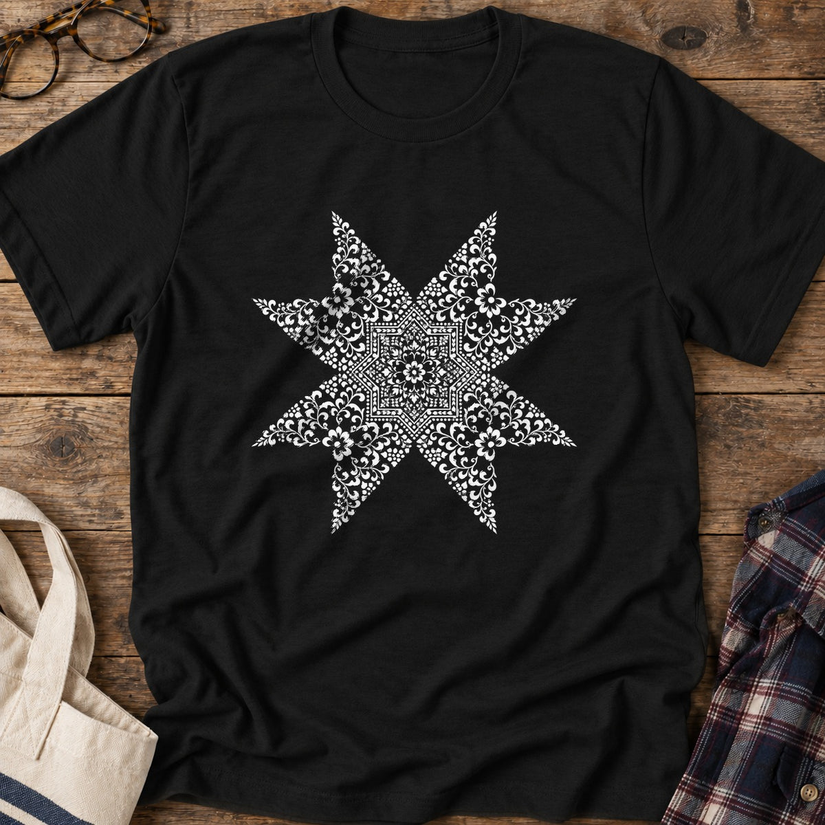 Quilting Mandala T-Shirt in Black