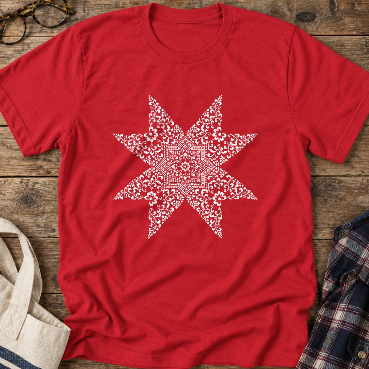Quilting Mandala T-Shirt in Red