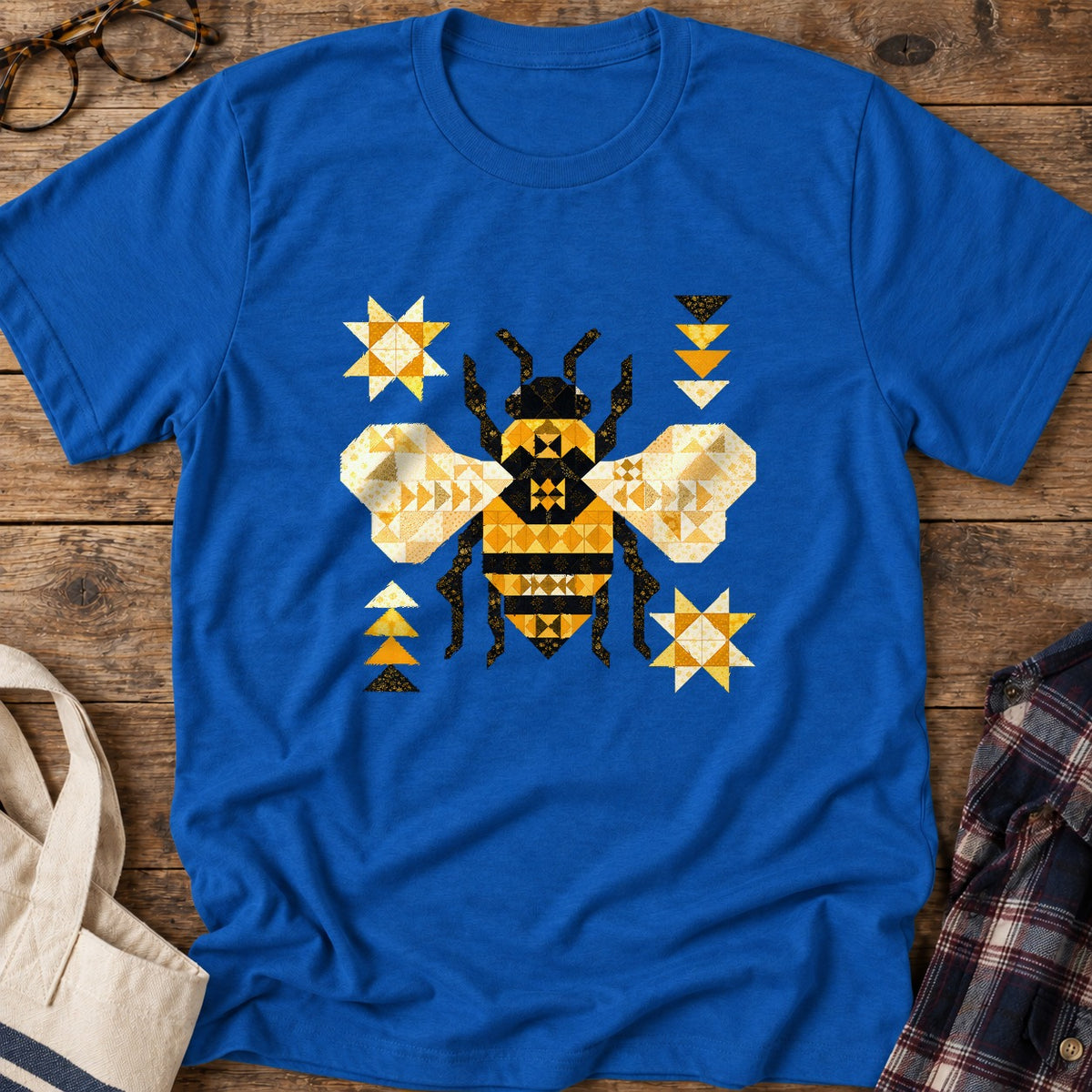 Patchwork Bee T-Shirt in Royal