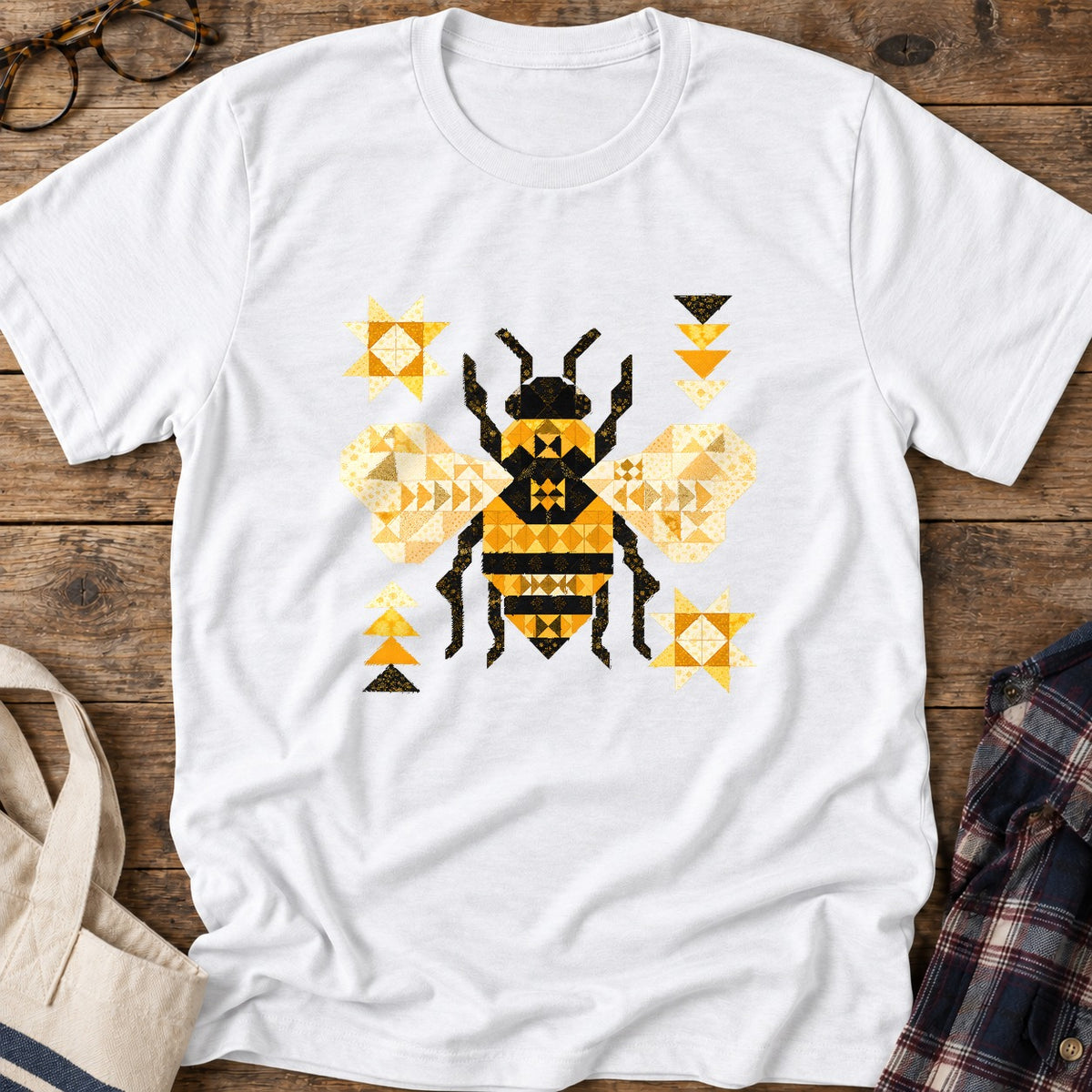 Patchwork Bee T-Shirt in White
