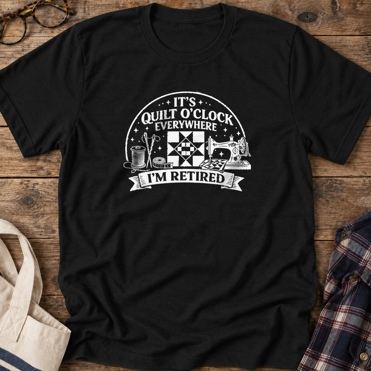 Retired Quilter T-Shirt in Black