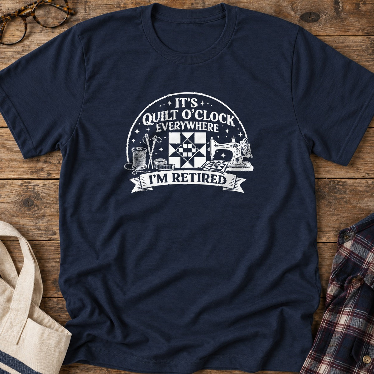 Retired Quilter T-Shirt in Navy