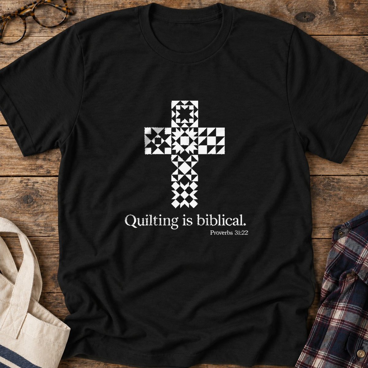 Biblical Quilting T-Shirt in Black
