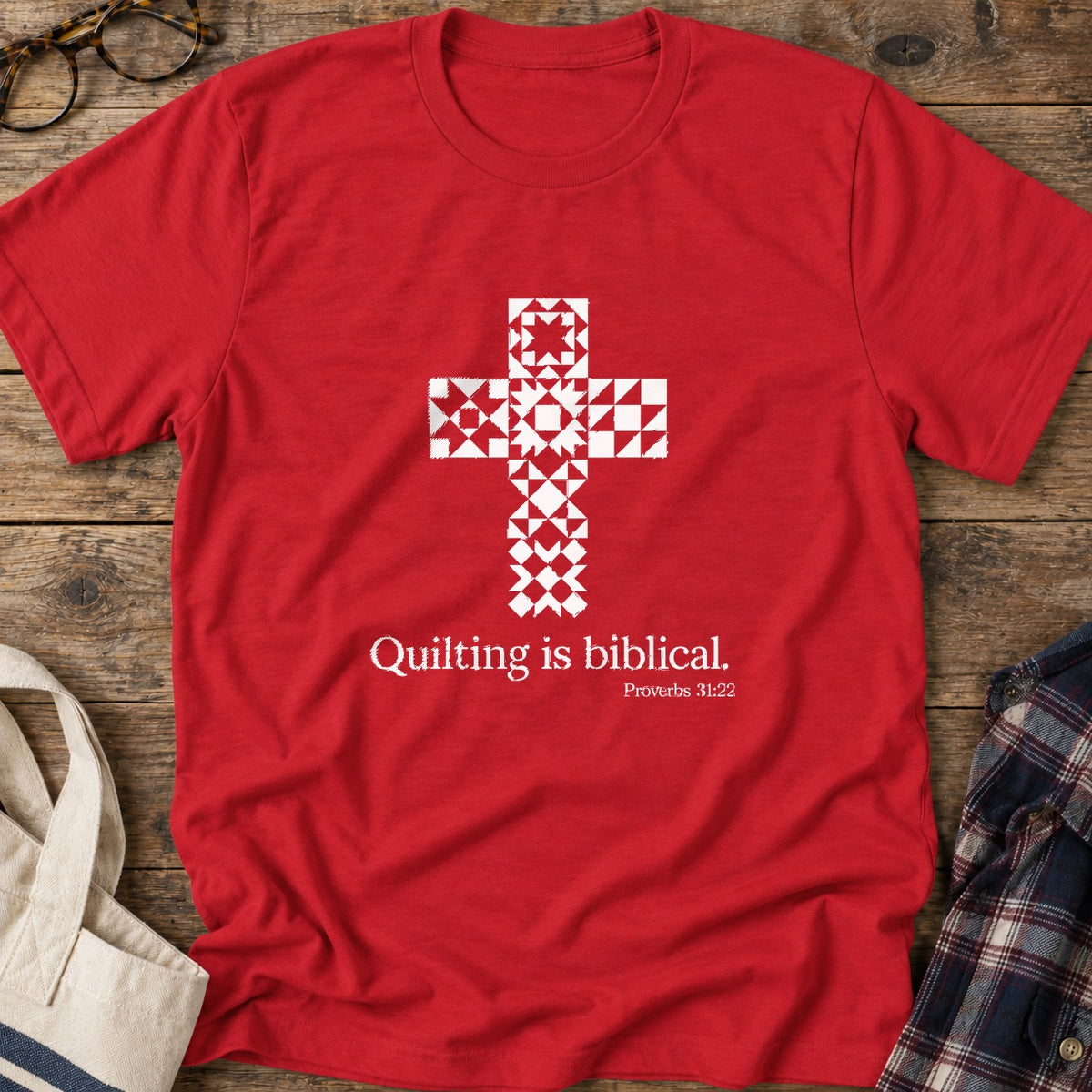 Biblical Quilting T-Shirt in Red