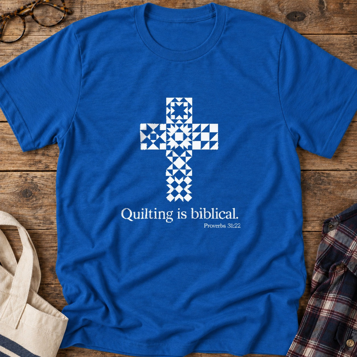 Biblical Quilting T-Shirt in Royal