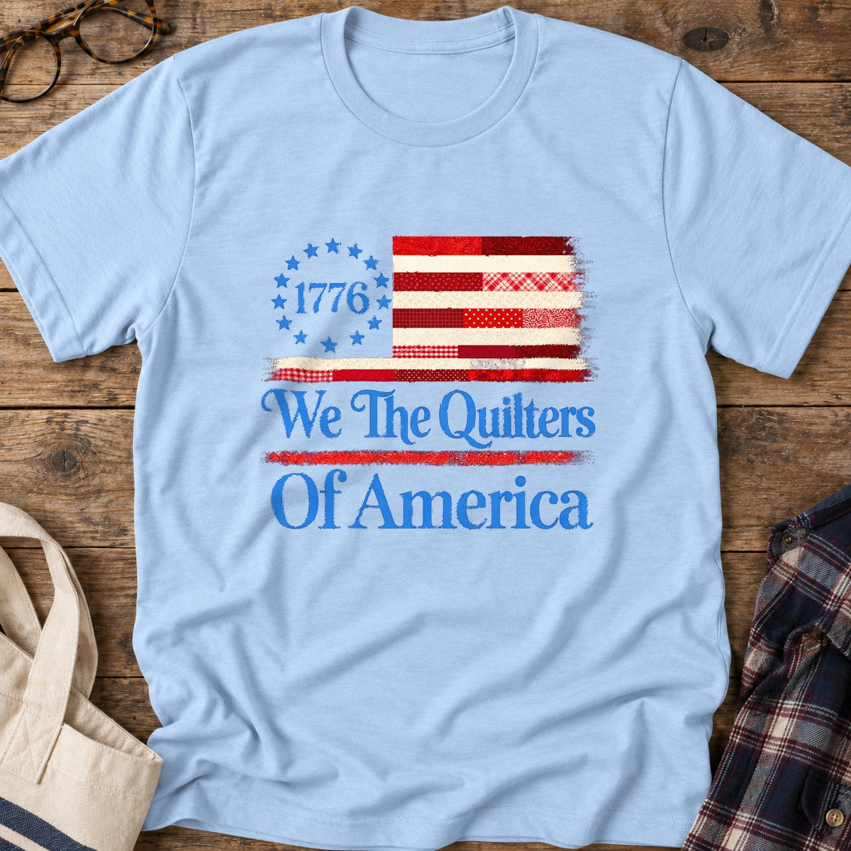 Quilters Of Liberty T-Shirt in Light Blue