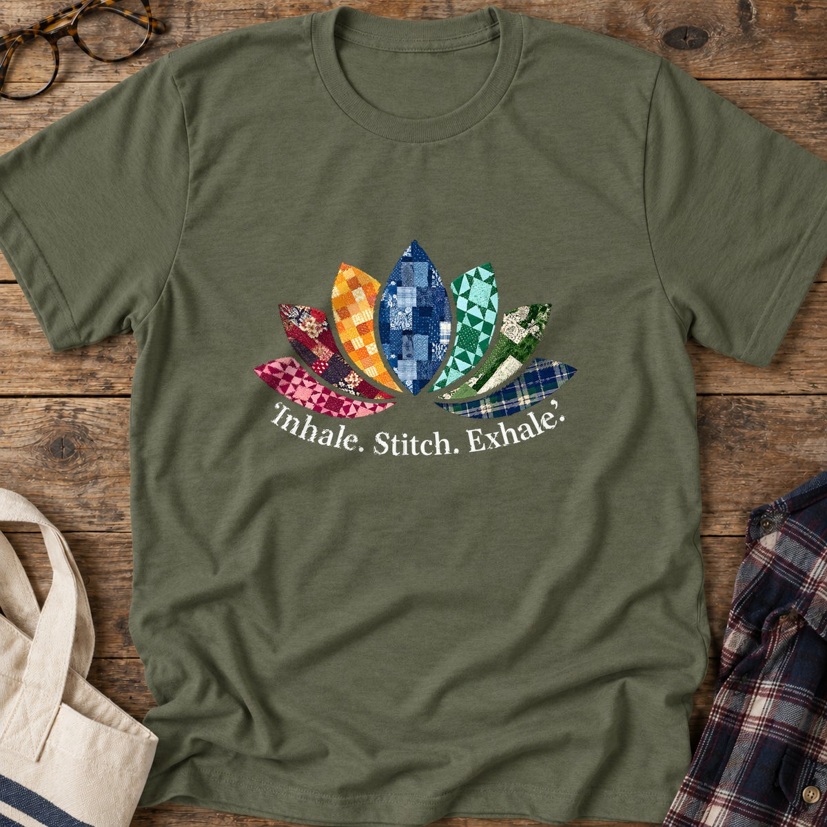 Quilting Zen T-Shirt in Military Green